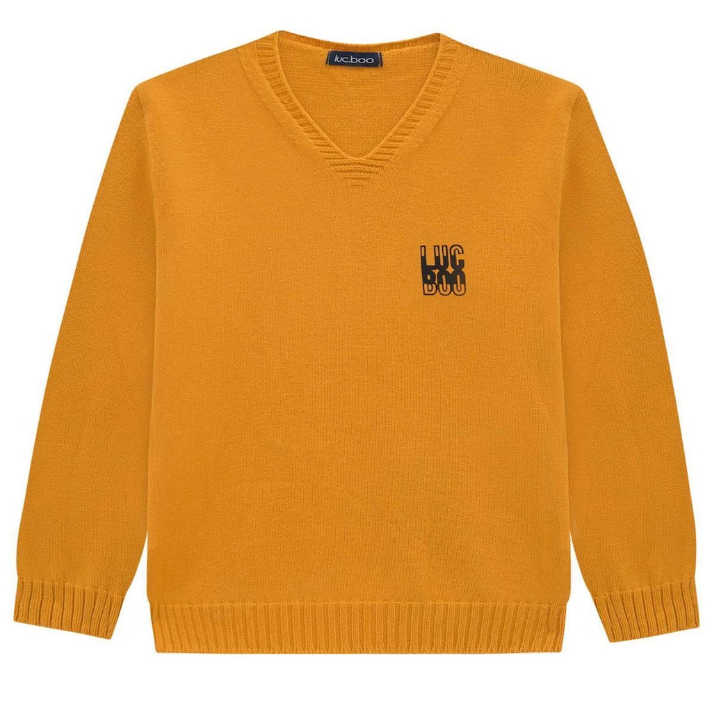 Blusão Suéter Infantil Menino Tricô Amarelo Mostarda Luc.boo