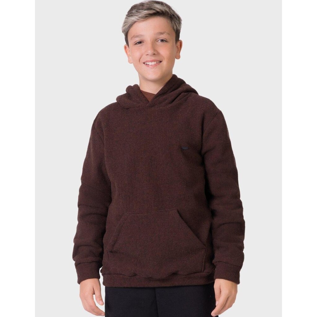 Blusão Tweed Marrom Inverno Elegante Frio Novo Dia a Dia Moda Quentinho - Masculino 12 a 18 anos