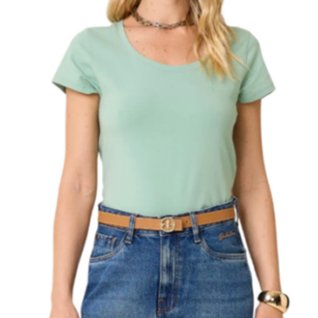 Blusinha Feminina Dudalina MC Pima Verde Claro - 11016217