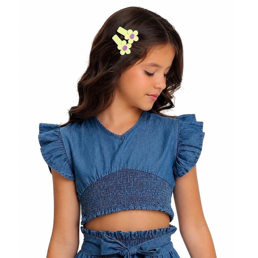 Blusinha Juvenil Look Jeans Elastex Jeans - 12 - UNICA