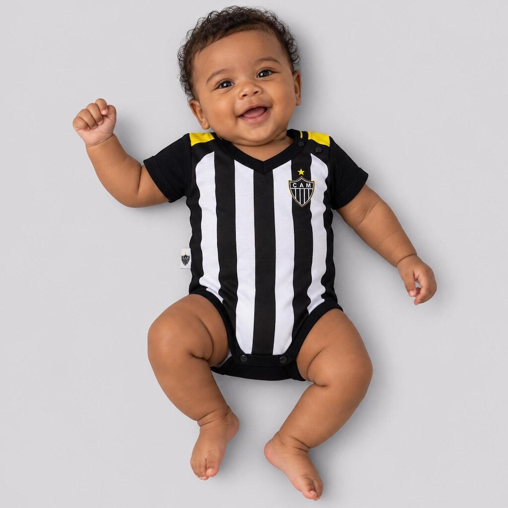 Body Atlético Mineiro Camisa 1 Preto e Branco