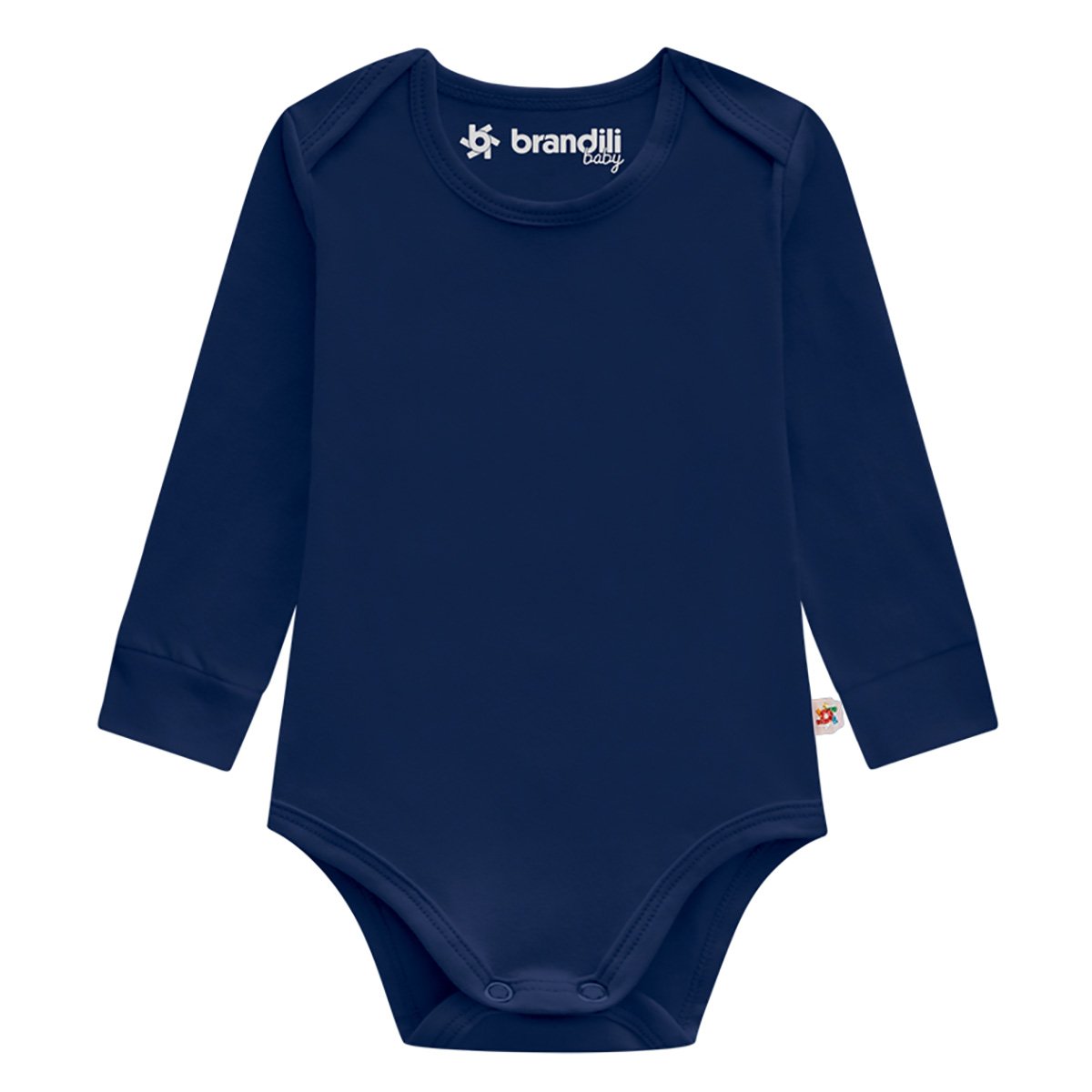 Body Bebê Brandili Básico Manga Longa Masculino - Marinho Menor preço em Body Bebê Brandili Básico Manga Longa Masculino - Marinho