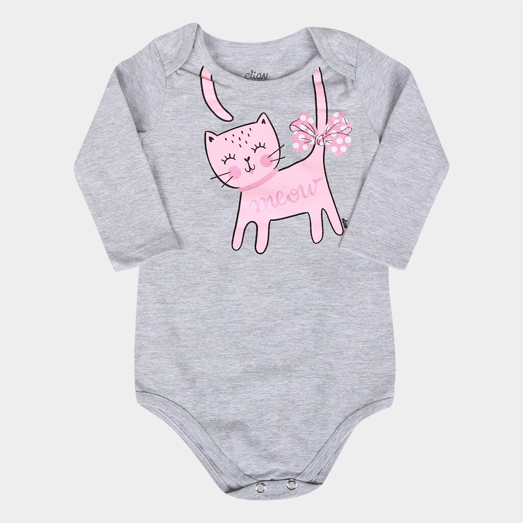 Body Bebê Elian Cat Meoro Manga Longa Feminino