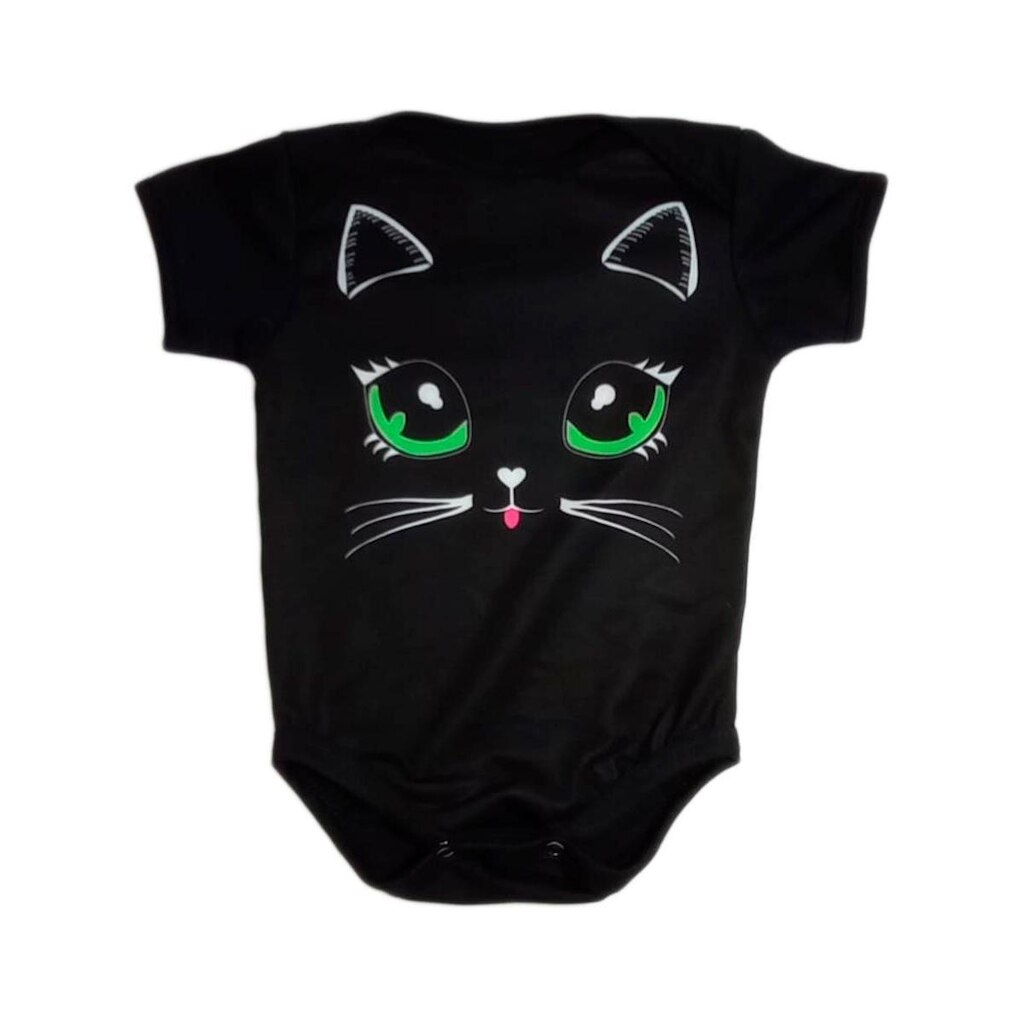 Body Bebê Manga Curta Temático Fantasia Gatinha