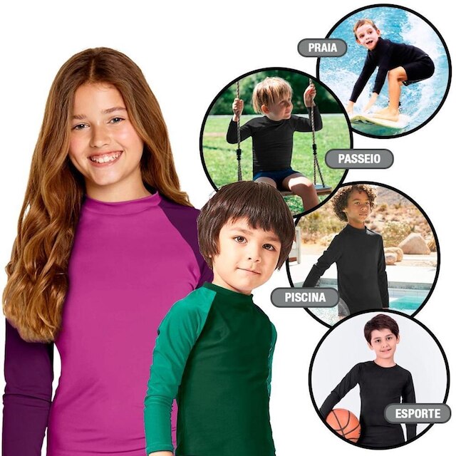 Body Bebê Manga Longa Infantil c/Boné Térmico Proteção Solar UV 50+ Banho Praia Piscina