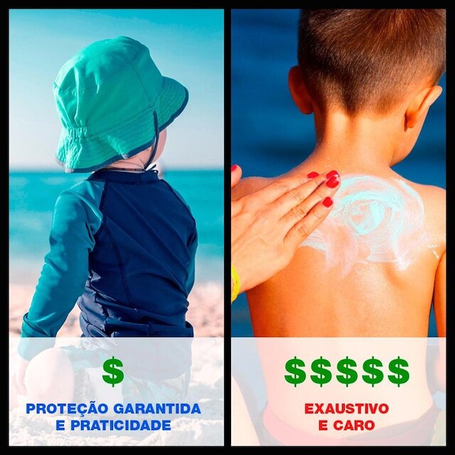 Body Bebê Manga Longa Infantil c/Boné Térmico Proteção Solar UV 50+ Banho Praia Piscina