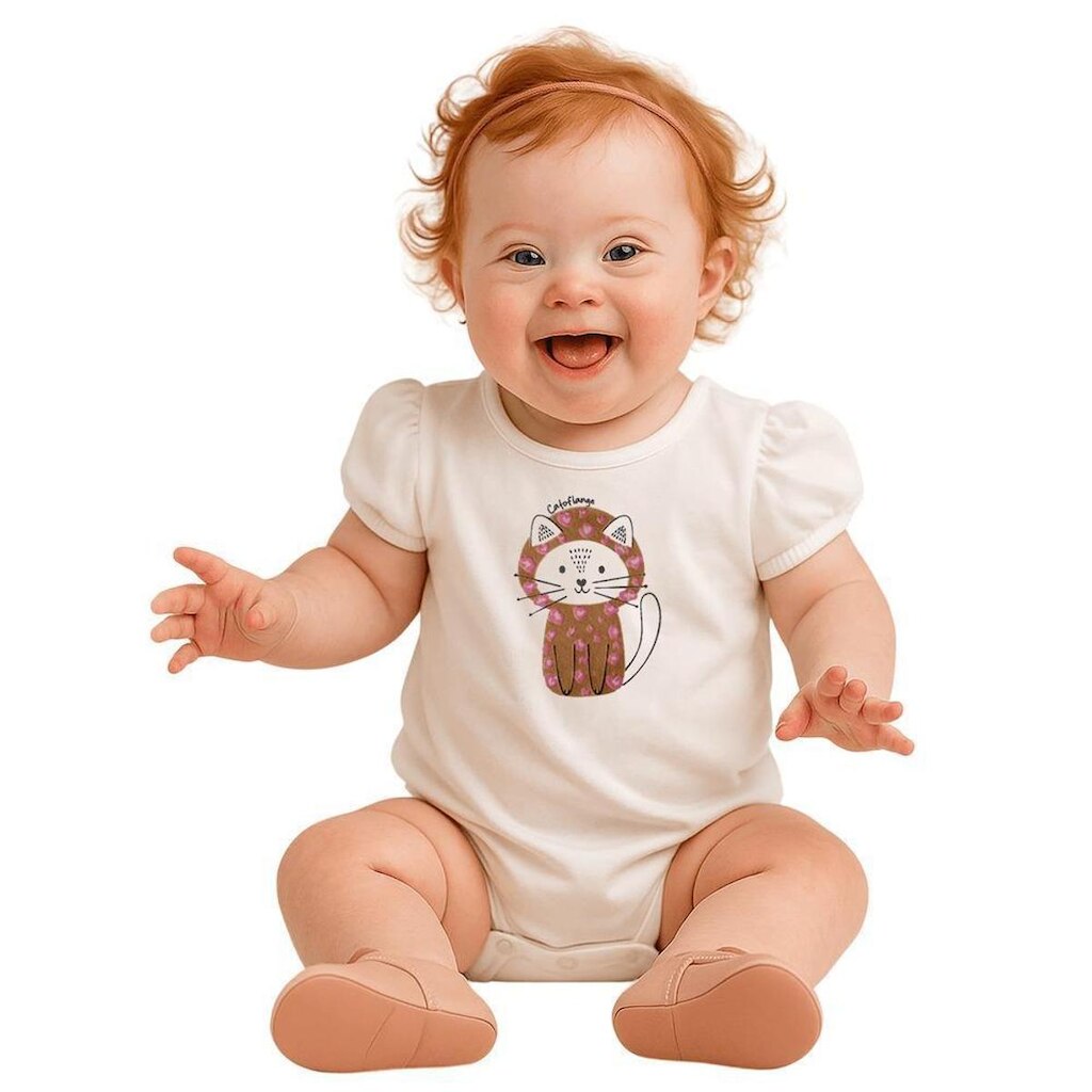 Body Bebê Menina Pied Oncinha Alphabeto Off White