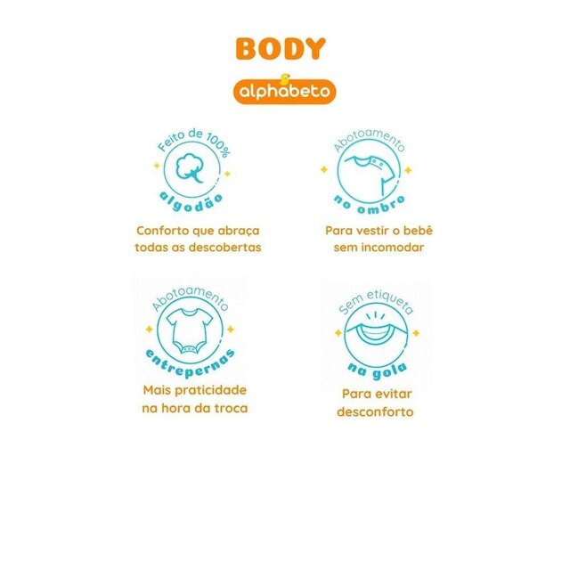 Body Bebê Menino Bicho Interessante Alphabeto Pacoquinha