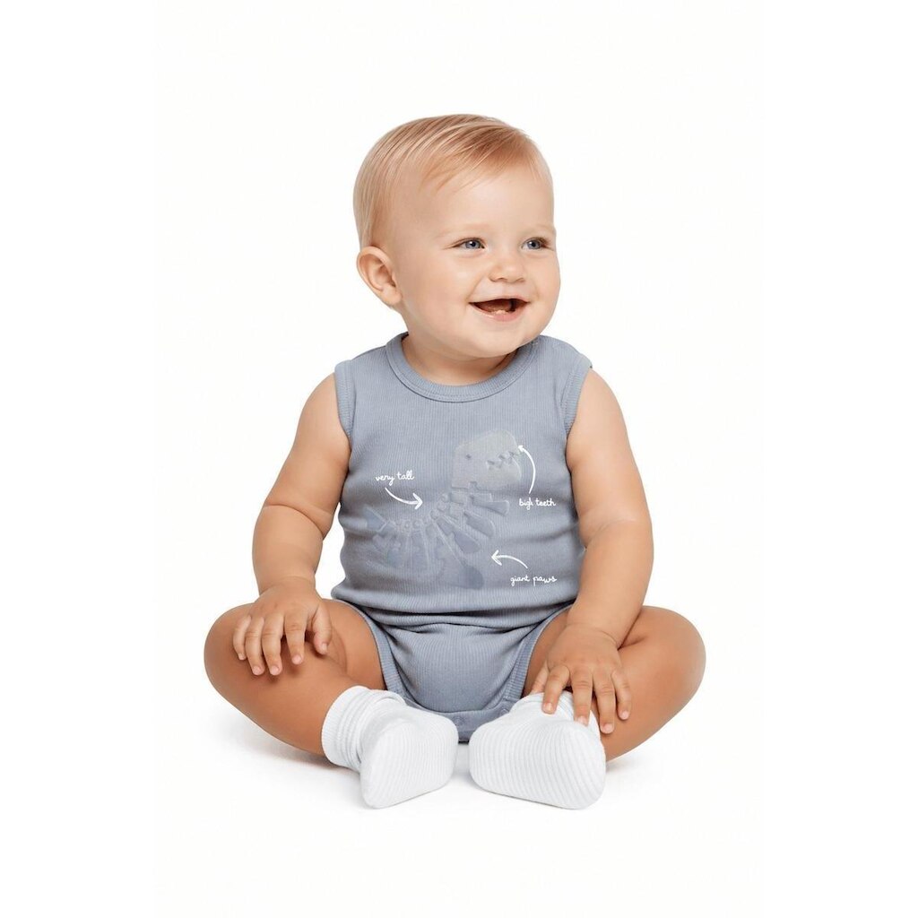 Body Bebê Menino Dino Alphabeto