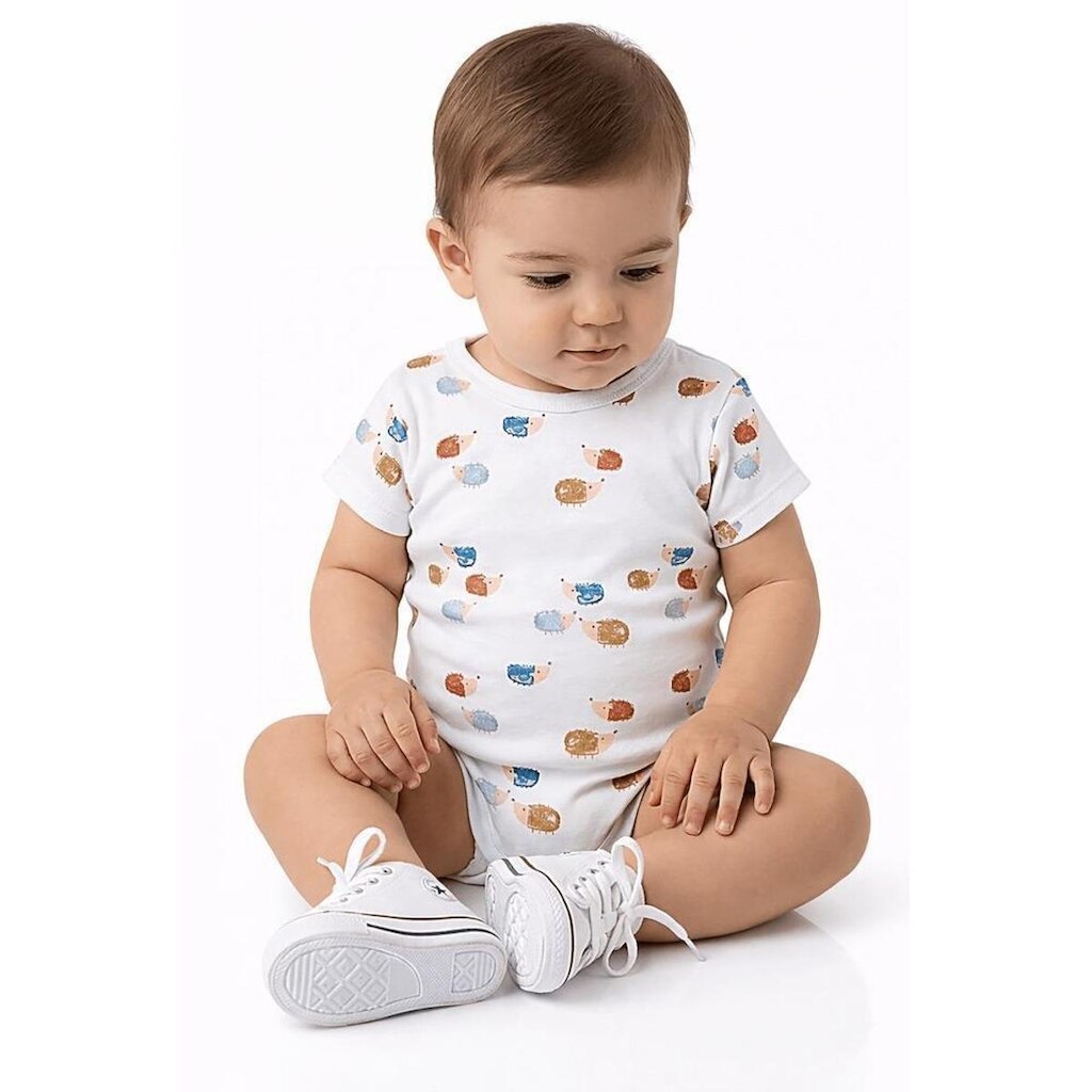 Body Bebê Menino Fofuxo Alphabeto Branco