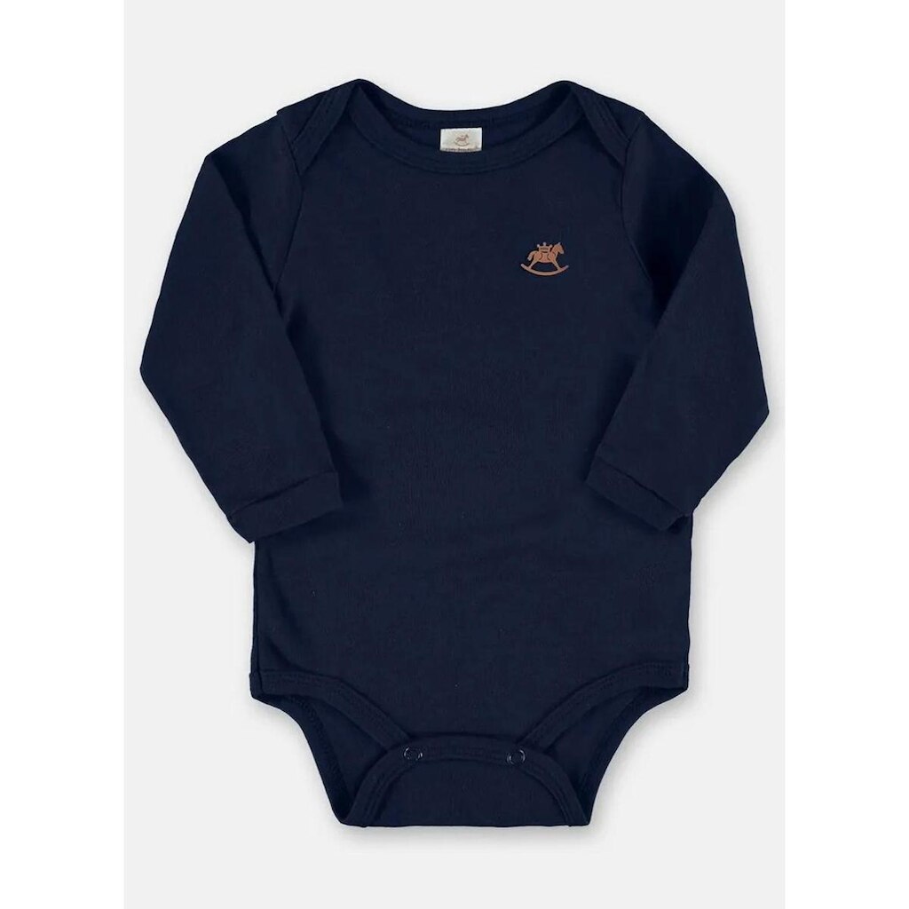 Body Bebê Menino Manga Longa Algodão Azul Marinho Up Baby