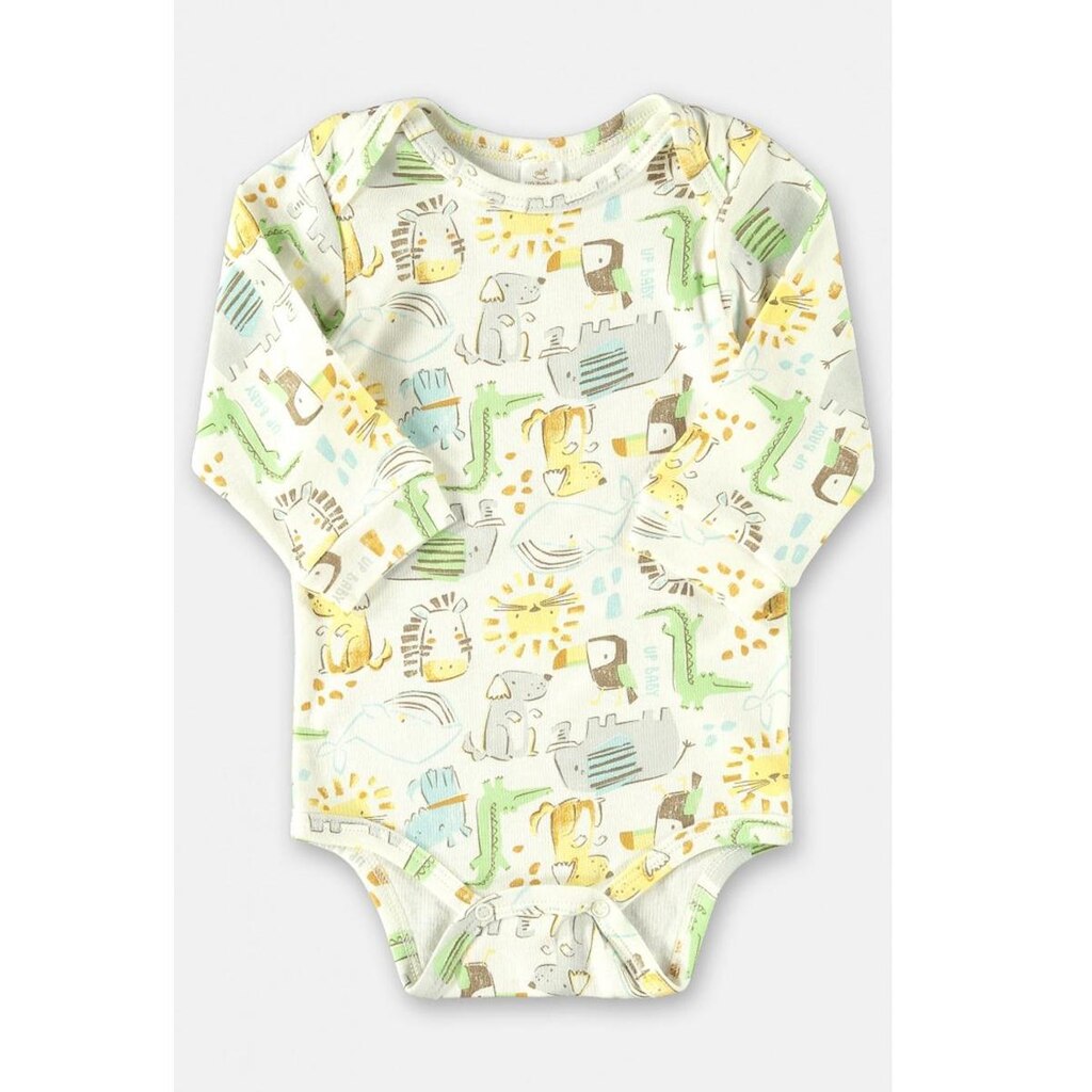 Body Bebê Menino Manga Longa Estampado Safari Up Baby