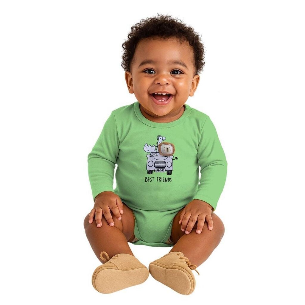 Body Bebê Menino Melhores Amigos Alphabeto Cacto