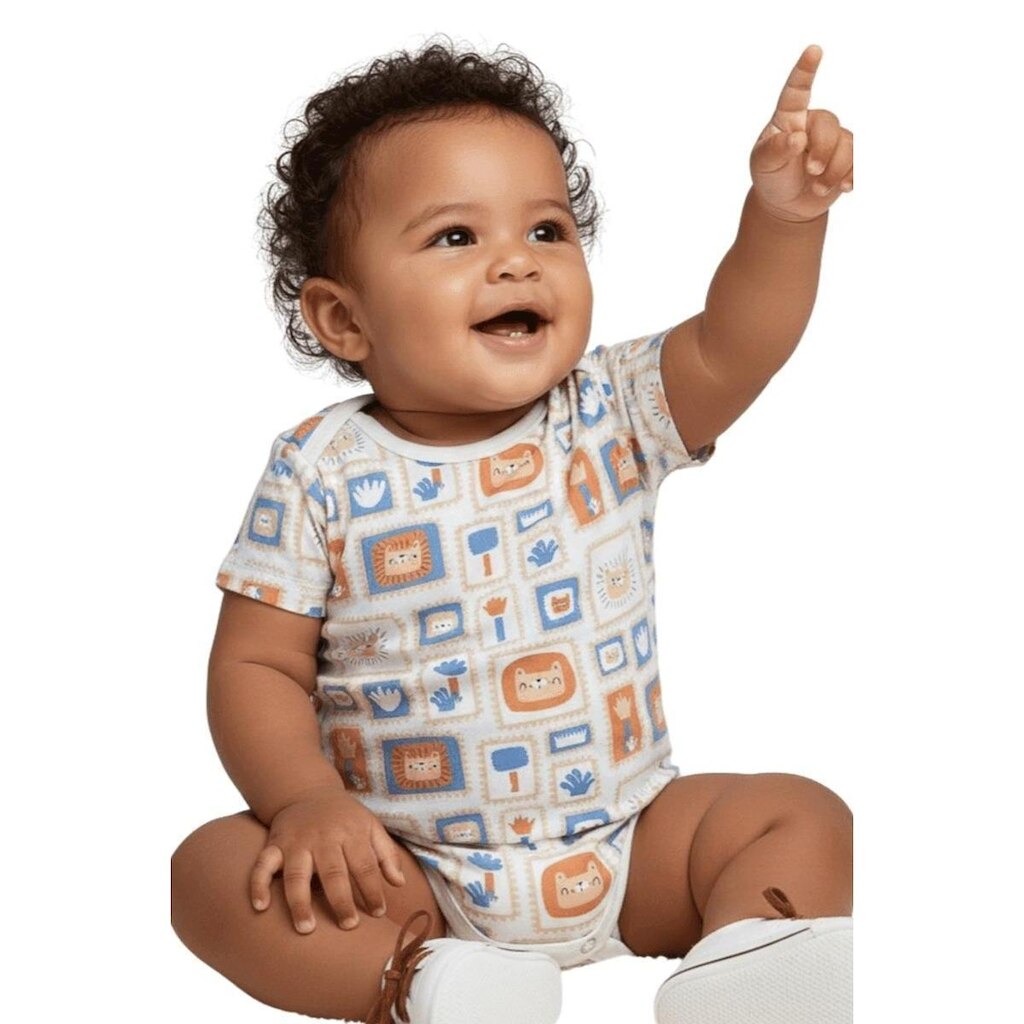 Body Bebê Menino Rei da Selva Off White Alphabeto