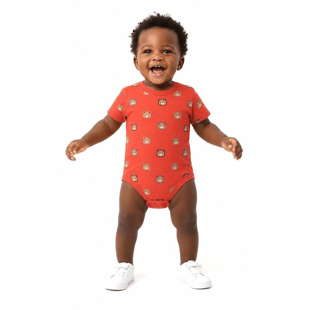Body Bebê Menino Ursinho College Alphabeto Caqui