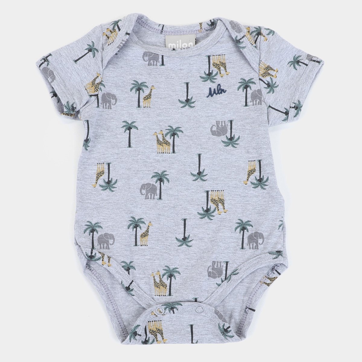 Body Bebê Milon Estampado Masculino - Mescla Menor preço em Body Bebê Milon Estampado Masculino - Mescla