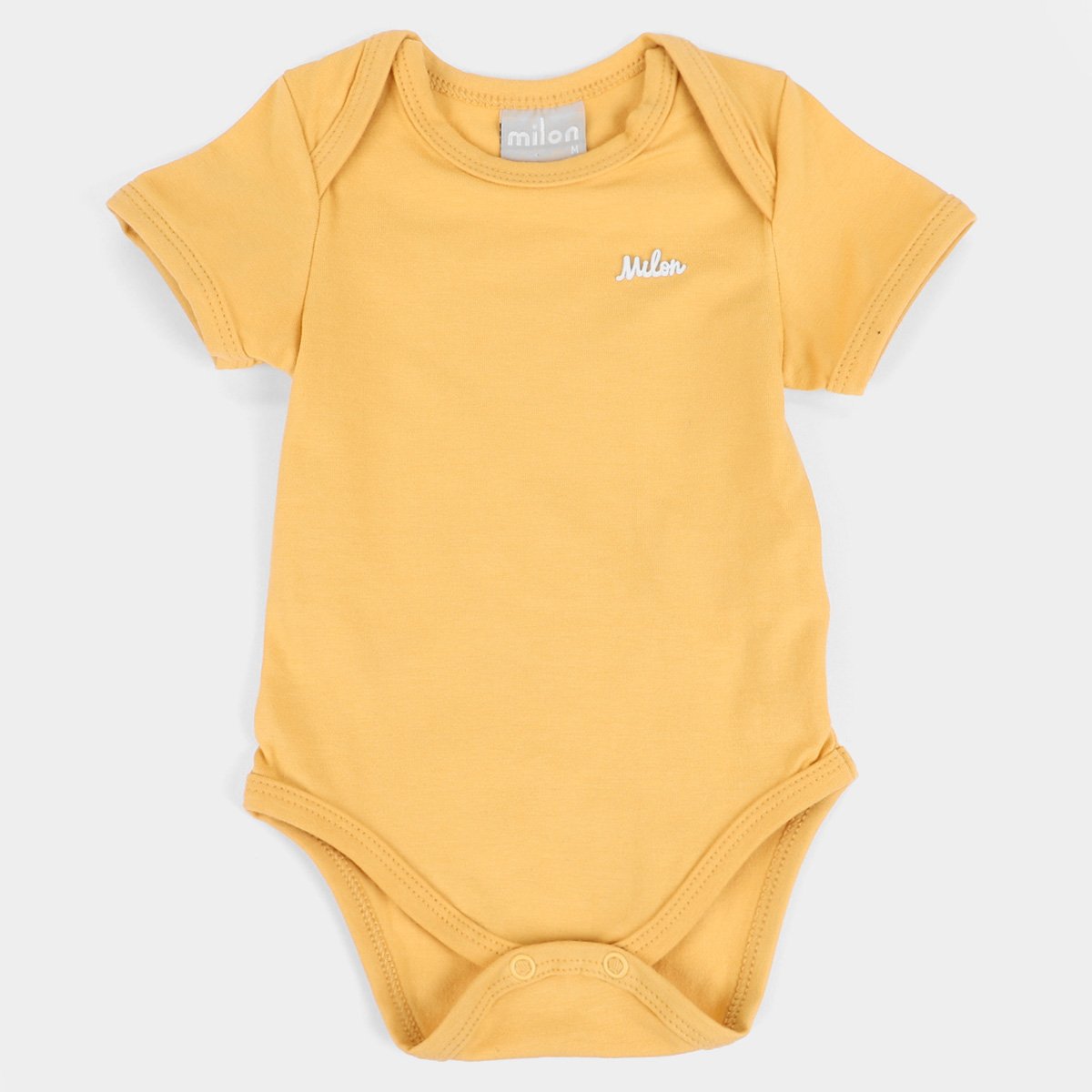 Body Bebê Milon Manga Curta Básico Masculino - Amarelo Menor preço em Body Bebê Milon Manga Curta Básico Masculino - Amarelo