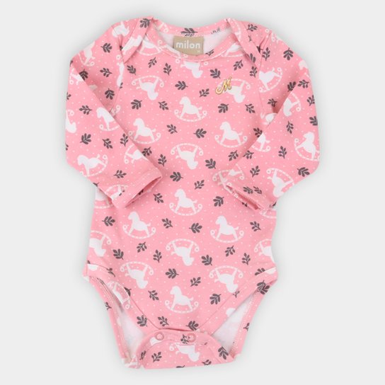 Body Bebê Milon Manga Longa Feminino - Rosa Escuro