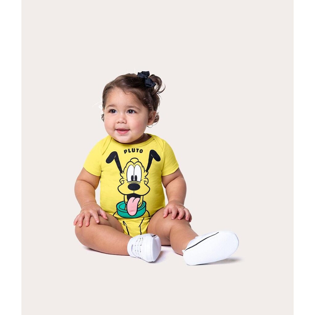Body Bebê Pluto Mickey Disney® Em Algodão Malwee Kids