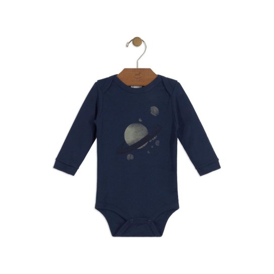 Body Bebê Suedine Up Baby Masculino - Azul Escuro