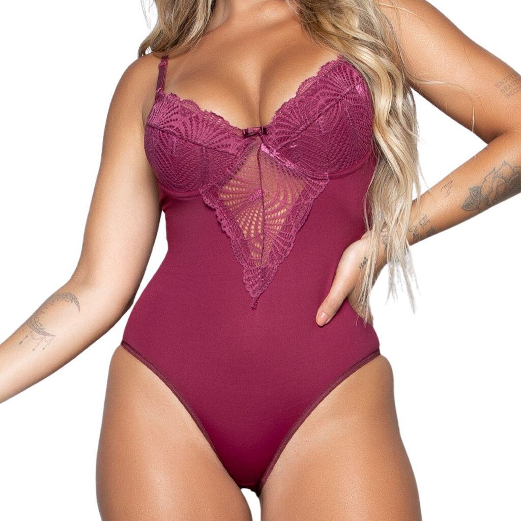 Body Blogueira Bella Fiore Modas Bojo Com Renda Decote e Costa Cruzada