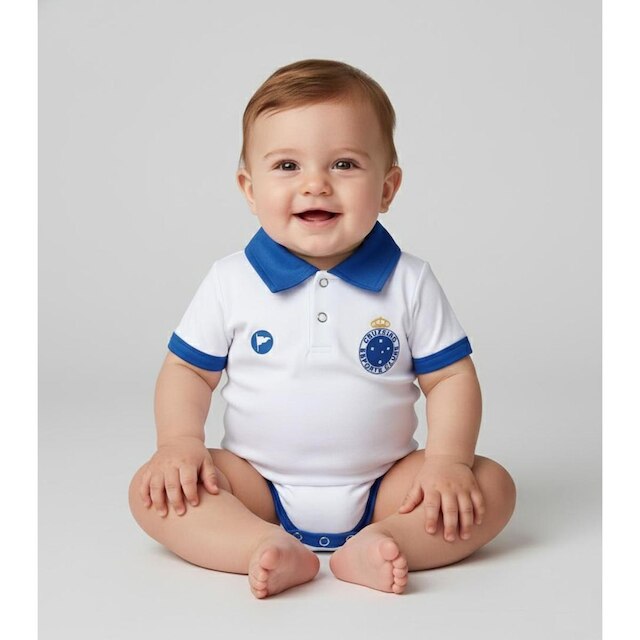 Body Bori Bebê Infantil Cruzeiro Camisa Polo Oficial Licenciado Torcida Baby