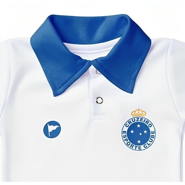 Body Bori Bebê Infantil Cruzeiro Camisa Polo Oficial Licenciado Torcida Baby