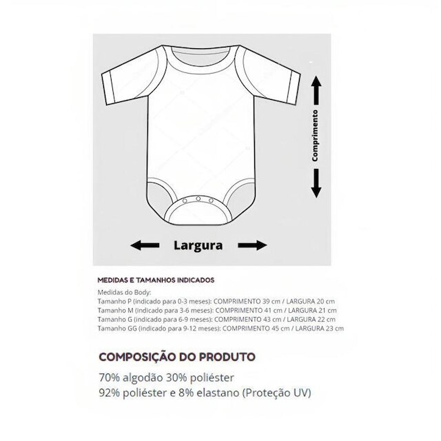 Body Bori Bebê Infantil Cruzeiro Camisa Polo Oficial Licenciado Torcida Baby