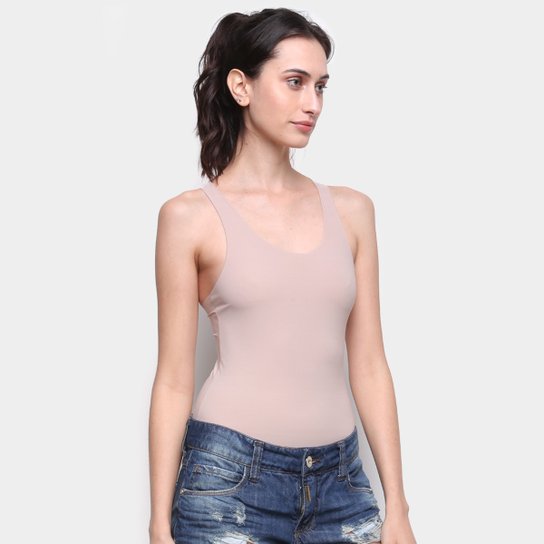 Body Calvin Klein Corte Laser Feminino - Bege