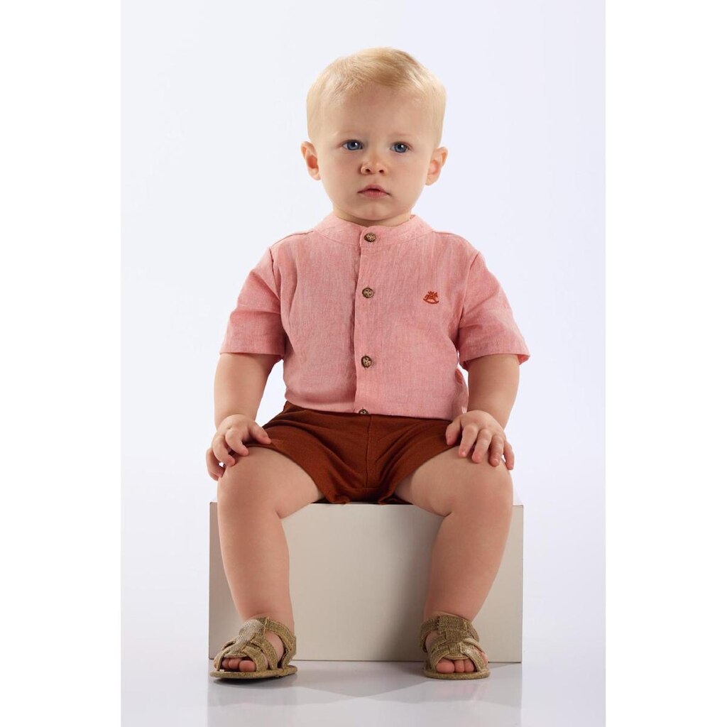 Body Camisa em Algodão e Linho Bebê Up Baby