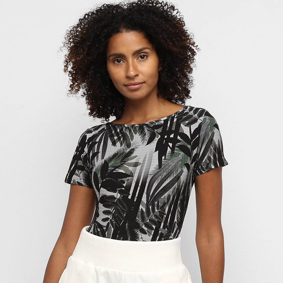 Body Colcci Estampado Feminino - Cinza+Preto Menor preço em Body Colcci Estampado Feminino - Cinza+Preto
