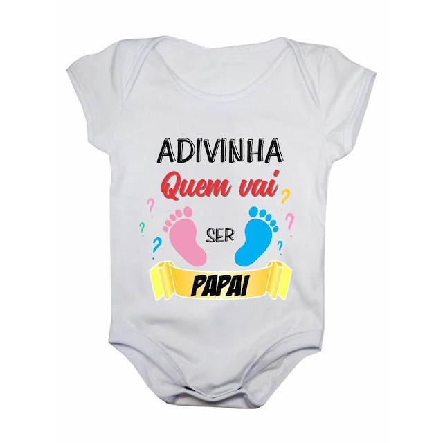 Body de bebê manga curta adivinha quem vai ser papai
