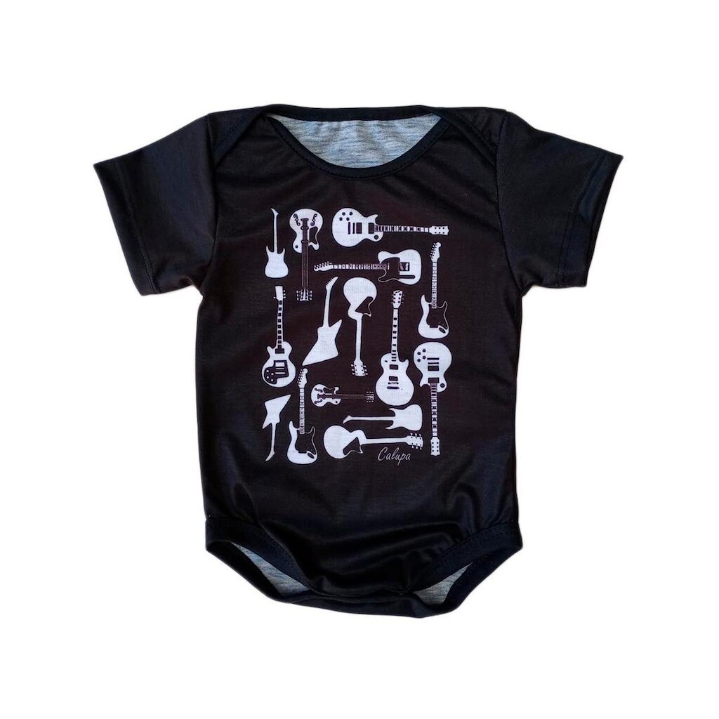 Body de Bebê Manga Curta Estampa Guitarras