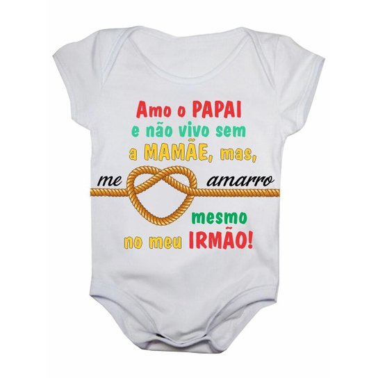 Body de Bebê Manga Curta Me Amarro No Meu Irmão