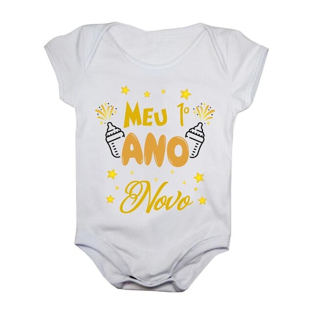 Body de Bebê Manga Curta Meu Primeiro Ano Novo
