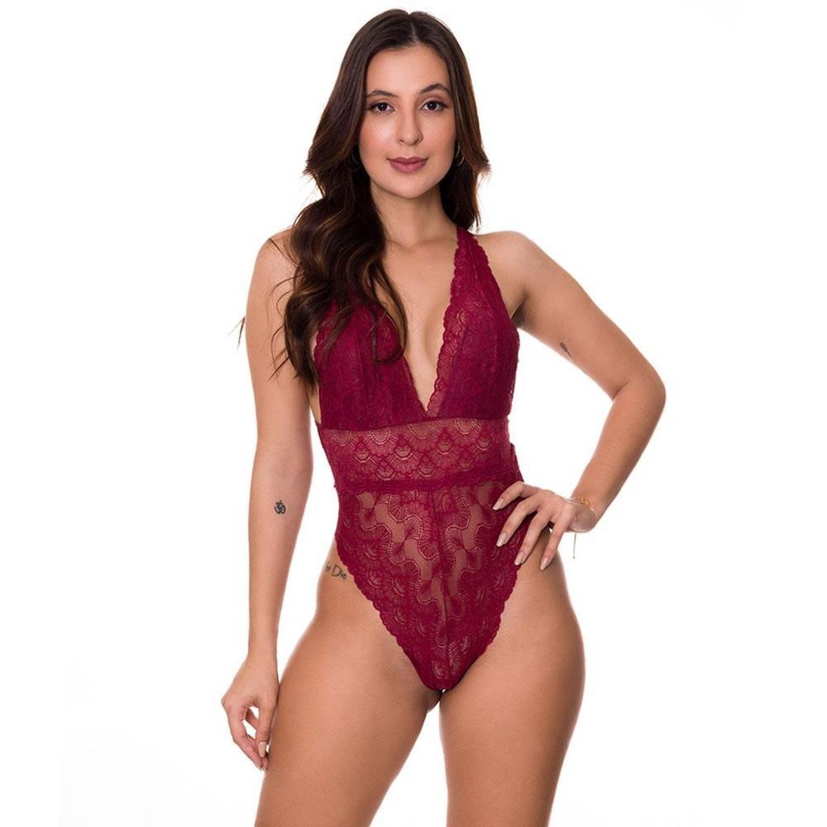 Body em Renda Transparente Lingerie sem Bojo Estilo Sedutor - CL5321 Menor preço em Body em Renda Transparente Lingerie sem Bojo Estilo Sedutor - CL5321
