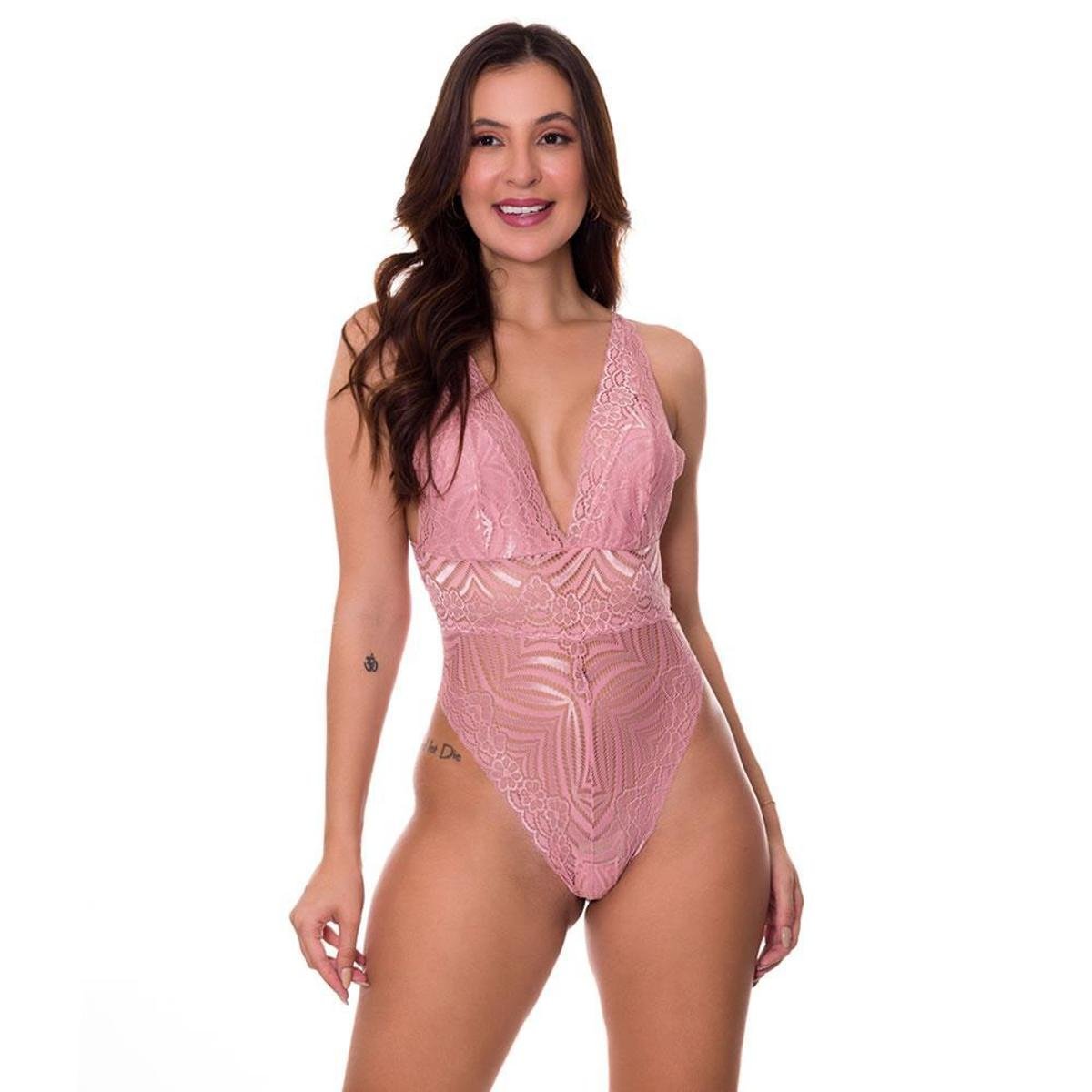 Body em Renda Transparente Lingerie sem Bojo Estilo Sedutor - CL5321 Menor preço em Body em Renda Transparente Lingerie sem Bojo Estilo Sedutor - CL5321