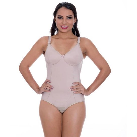 Body Estilo Sedutor Pós Parto Modelador Sem Bojo para Amamentação - Bege
