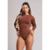 Body Feminino Collant Manga Longa Costa Nua Decote Blusa Mvb Modas - Marrom