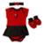 Body Flamengo Bebe + Pantufa + Lacinho Menina Oficial - Vermelho+Preto