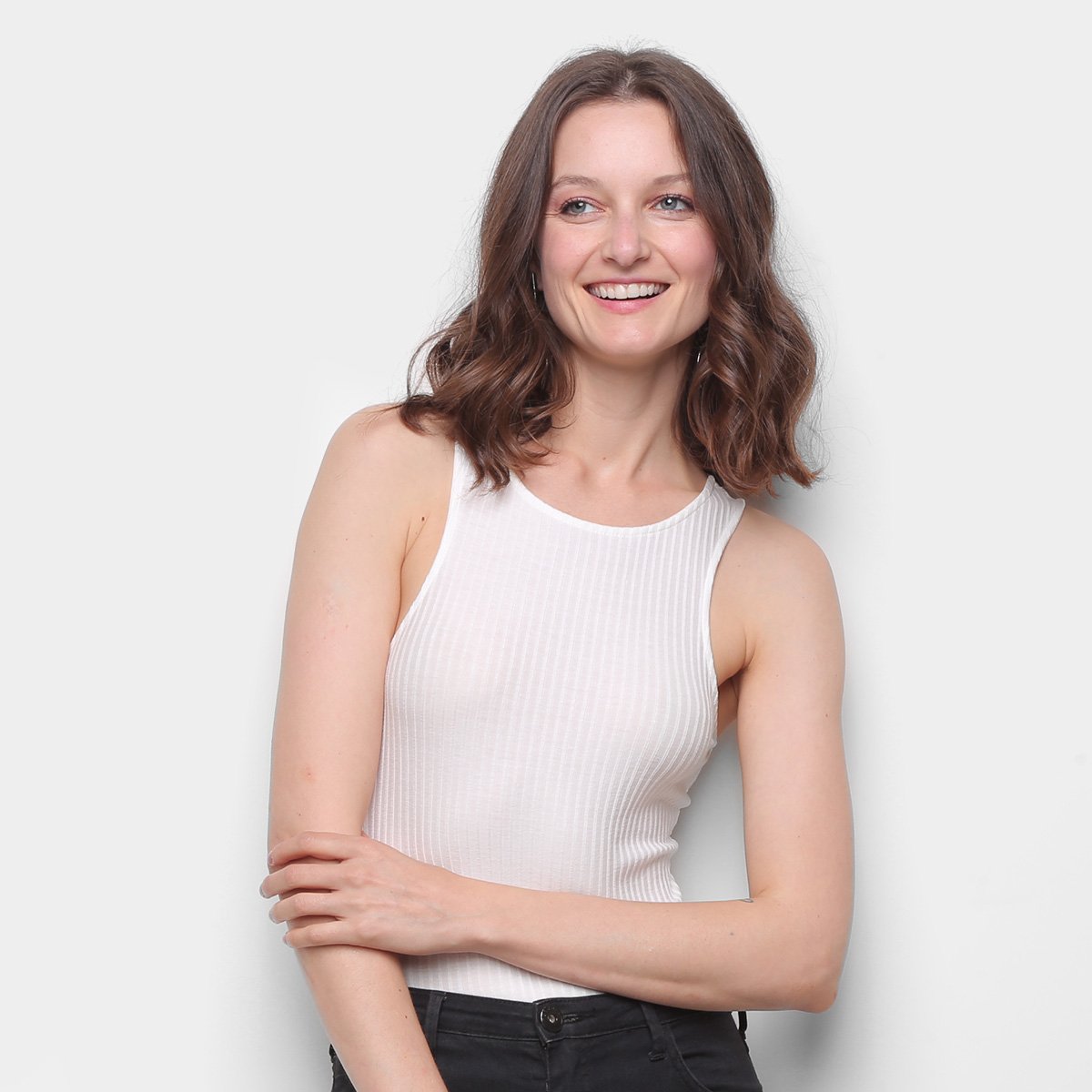 Body Hering Regata Canelado - Bege Menor preço em Body Hering Regata Canelado - Bege