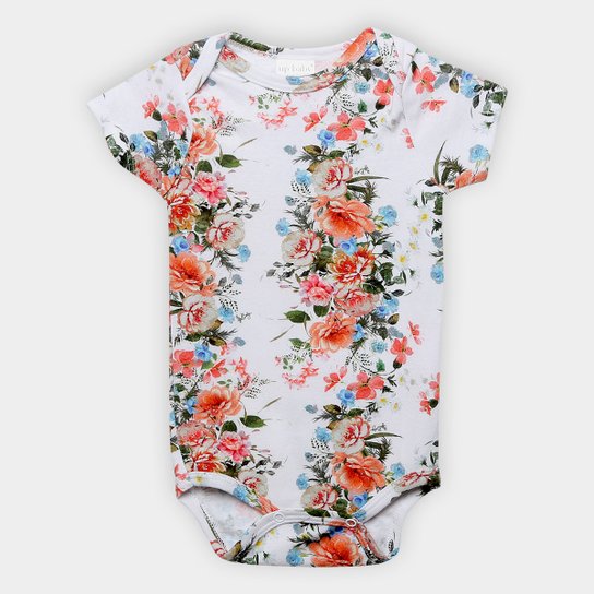 Body Infantil Up Baby Estampa Floral - Branco
