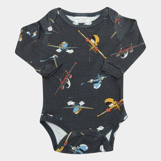 Body Infantil Up Baby Manga Longa Estampado Bebê - Marinho