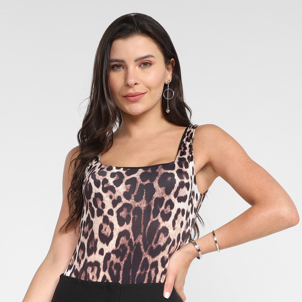 Body Lança Perfume Justo De Alças Onça - Onça Menor preço em Body Lança Perfume Justo De Alças Onça - Onça