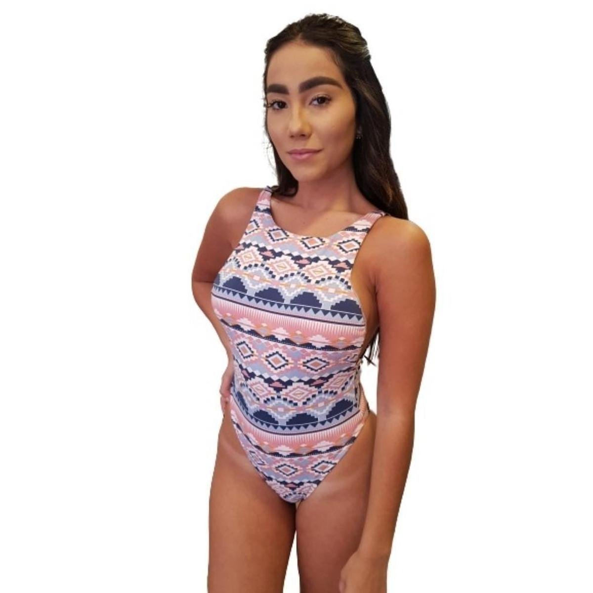 Body Maiô Regata Cavado Estampado Menor preço em Body Maiô Regata Cavado Estampado