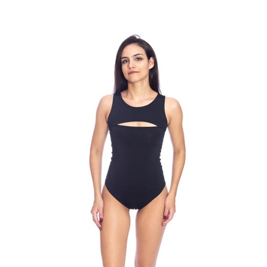 Body Moda Vicio Regata Com Abertura no Busto - Preto