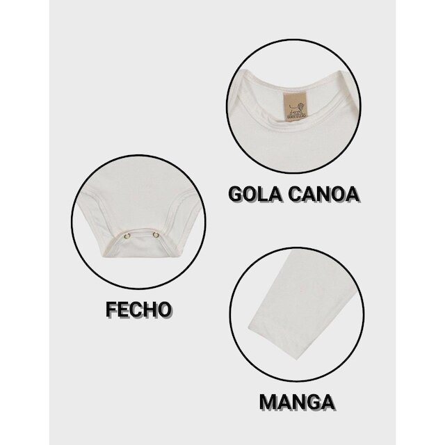 Body Simples Frio Toque Aveludado Off Caramelo Maciez Premium Para Inverno - Bebê P ao GG
