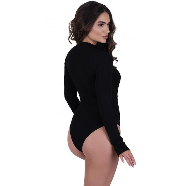 Body Viscolycra Preto Com Furo Polegar St Madame