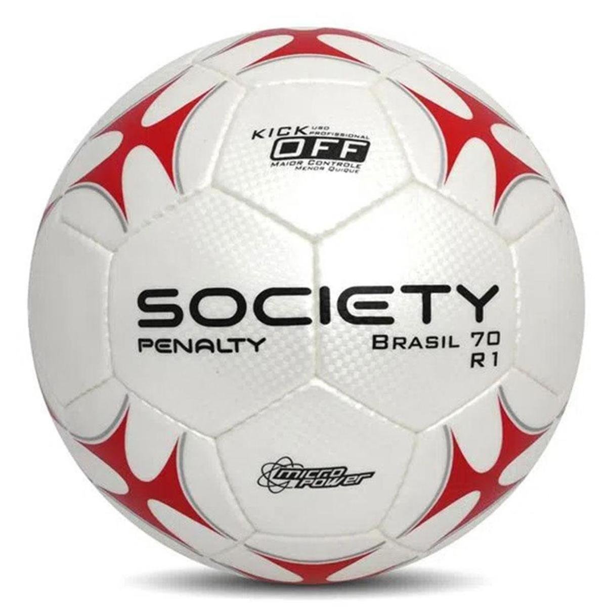Bola De Futebol Society Penalty Brasil 70 R1 XXI - Vermelho+Branco Menor preço em Bola De Futebol Society Penalty Brasil 70 R1 XXI - Vermelho+Branco
