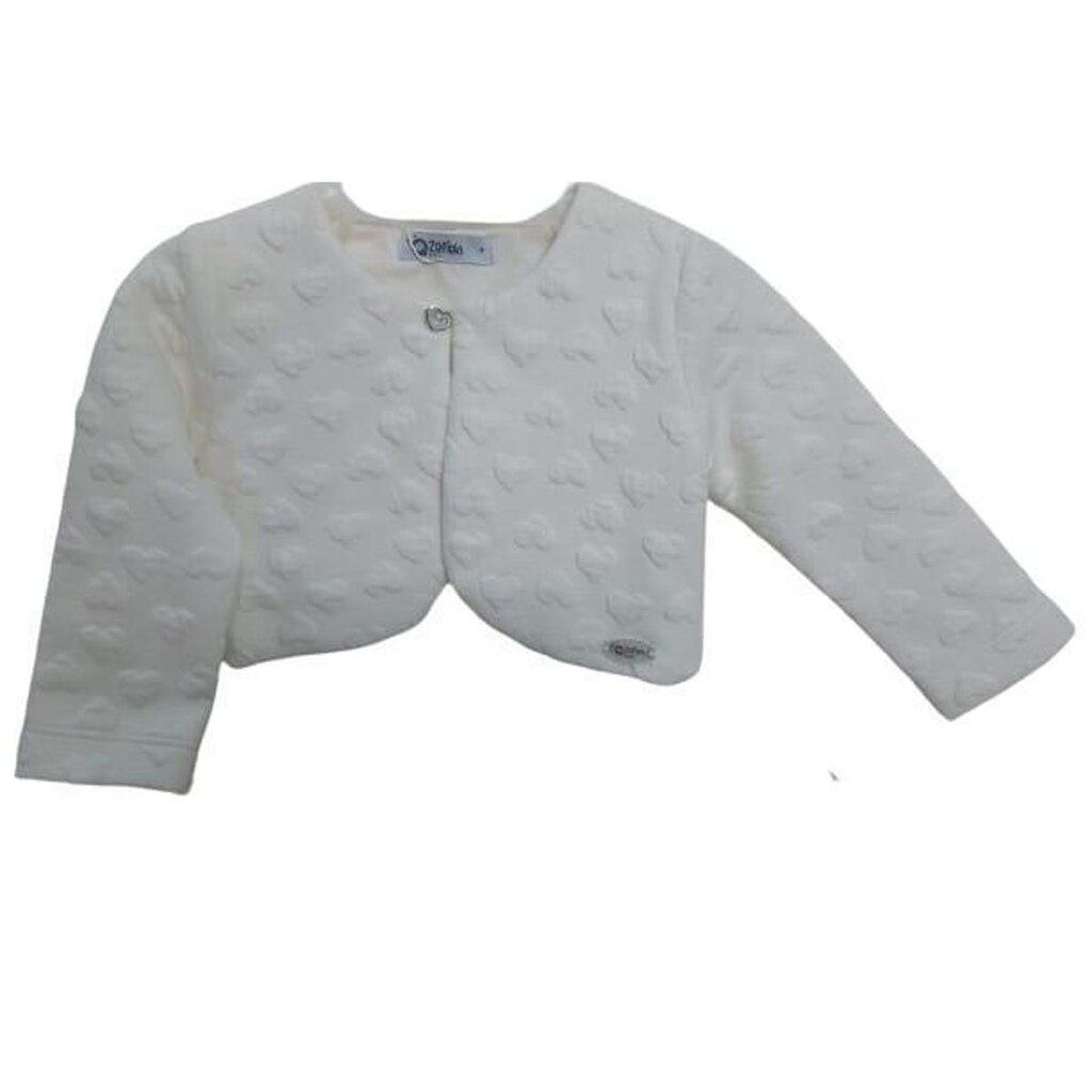 Bolero / Casaco Luxo Bebê Menina Zafielo Baby Forrado 506 - Off White - G ( 9 - 12 MESES )